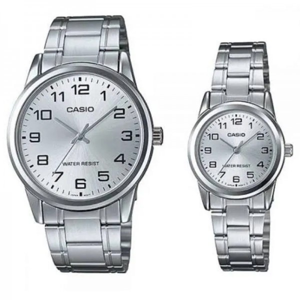 Casio MTP-V001D-7BVDF dan LTP-V001D-7BVDF Silver White Couple